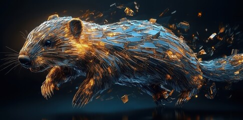Poster - A Digital Representation Of A Rodent Made From Fragments