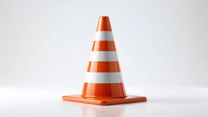 Poster - Orange Traffic Cone on White Background