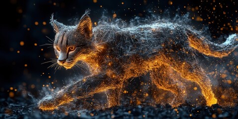 Poster - A digital depiction shows a cat with glowing light effects