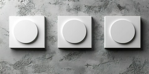 Poster - Modern wall switches in a minimalist design featuring three circular buttons on a textured gray background