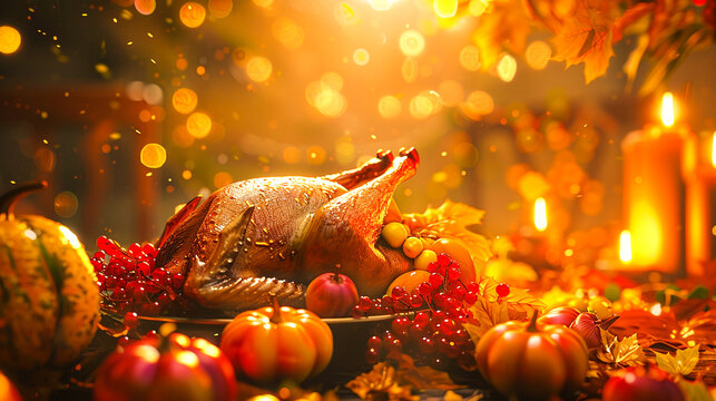 Happy Thanksgiving card with leaves frame background