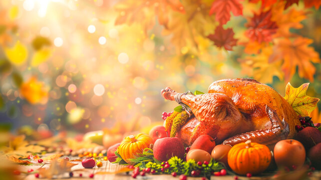 Happy Thanksgiving card with leaves frame background