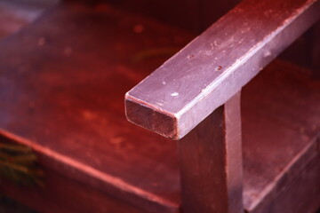 Aufkleber - Close-up of a wooden bench seat.