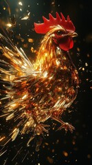 Poster - A radiant and sparkling artistic depiction of a rooster