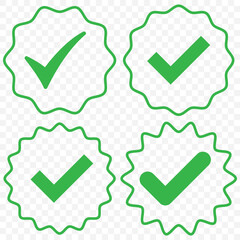 Poster - green check mark icon. accept and ok checkbox button pictogram. EPS 10.