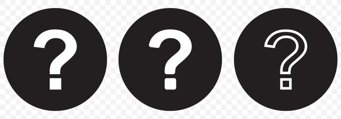 Poster - question mark vector icon . isolated transparent . black outline and filled version. question mark i