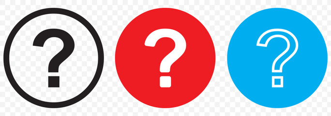 Poster - Question mark icon, Question mark sign and symbol vector design. Black round shape with white question mark icon silhouette vector illustration design on Transparent background. eps 10.