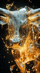 Poster - A stunning artistic rendering of a detailed metallic bull