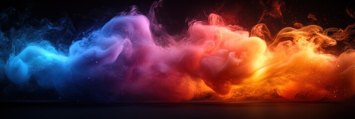 Poster - Colorful smoke swirls against a black background for a vivid visual experience