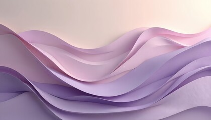 Poster - Background design featuring abstract lavender wave pattern. Smooth curves in purple, mauve, lilac, violet, pastel shades create serene, calm, tranquil, soft and gentle minimalist graphic art.