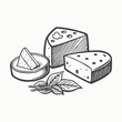 © Nahiduzzaman Shuvo - Black silhouette Cheese collection. drawing of a cheese with the word cheese. Sketch vintage vector illustration