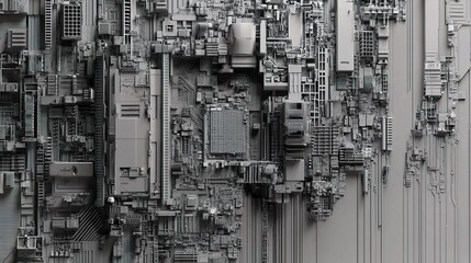 Poster - Detailed Grey Technology Motherboard Texture Abstract Background