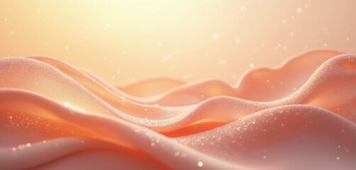 Poster - serene abstract pink background with wavy lines. elegant design with warm colors creates calming smo