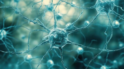 Poster - Abstract Neural Network Background with Geometric Shapes in Blue