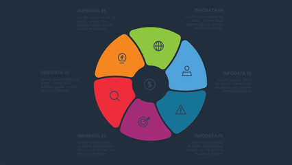 Poster - Creative concept for infographic with 6 steps, options, parts or processes. Business data visualization.