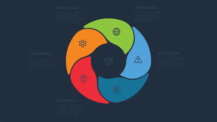 Poster - Creative concept for infographic with 5 steps, options, parts or processes. Business data visualization.