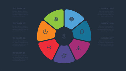Poster - Creative concept for infographic with 7 steps, options, parts or processes. Business data visualization.