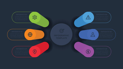 Poster - Creative concept for infographic with 6 steps, options, parts or processes. Business data visualization.