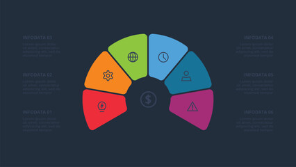 Poster - Creative concept for infographic with 6 steps, options, parts or processes. Business data visualization.