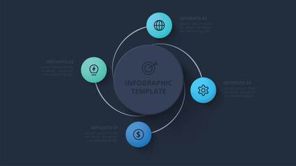 Poster - Creative concept for infographic with 4 steps, options, parts or processes. Business data visualization.
