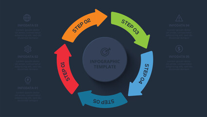 Poster - Creative concept for infographic with 5 steps, options, parts or processes. Business data visualization.
