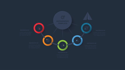 Poster - Creative concept for infographic with 5 steps, options, parts or processes. Business data visualization.