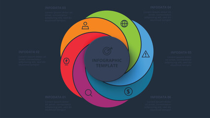 Poster - Creative concept for infographic with 6 steps, options, parts or processes. Business data visualization.