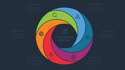 Poster - Creative concept for infographic with 6 steps, options, parts or processes. Business data visualization.