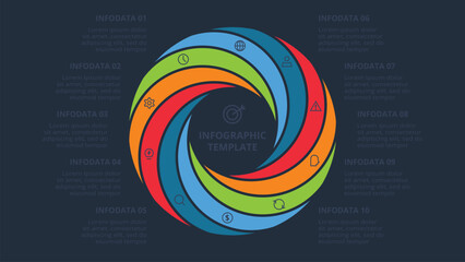 Poster - Creative concept for infographic with 10 steps, options, parts or processes. Business data visualization.