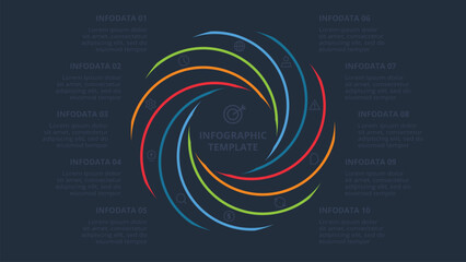 Poster - Creative concept for infographic with 10 steps, options, parts or processes. Business data visualization.