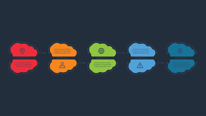 Poster - Creative concept for infographic with 5 steps, options, parts or processes. Business data visualization.