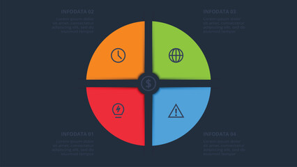 Poster - Creative concept for infographic with 4 steps, options, parts or processes. Business data visualization.