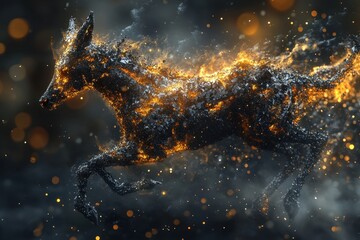 Poster - A Glowing Horse Made Of Sparkling Stone And Flame