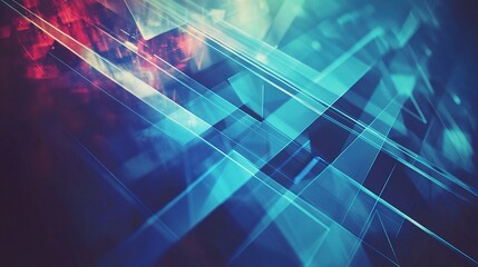 Poster - Abstract Geometric Shapes with Blue Tech Overlay in Modern Design