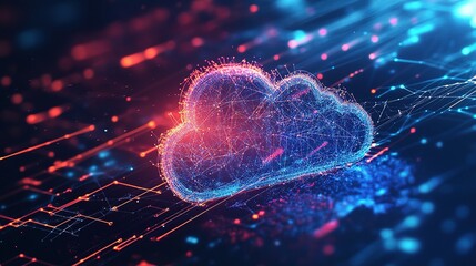 Poster - Abstract Cloud Computing Visuals for Data Exchange and Connectivity