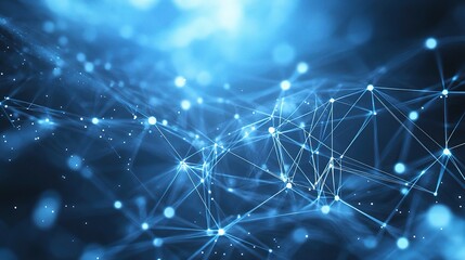 Poster - White Glowing Lines Forming Plexus Network Over Dark Background