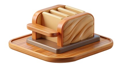Poster - Wooden Toaster Icon on White Background