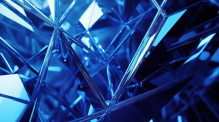 Poster - Abstract Blue Geometric Shapes with Tech Lines in Background