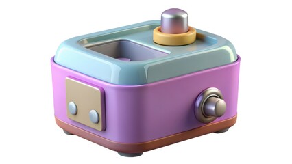 Poster - Pastel-Colored Retro Appliance on White Background