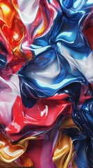 Poster - Abstract colorful flowing glossy and shiny liquid fluid substance