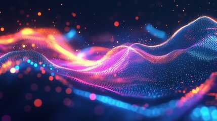 Poster - Abstract Colorful Waves in Generative AI Background Art