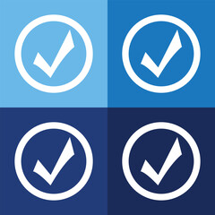 Poster - set of verified badge. blue tick vector