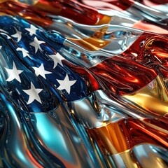 Poster - A detailed abstract rendering of a waving national flag