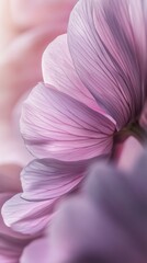 Poster - Petals in gentle shades of purple showcase intricate textures and delicate curves, inviting admiration in a serene garden during early spring. Nature's artistry unfolds in every layer