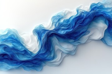 Poster - Blue and white wave design creating a soothing and fluid artistic expression