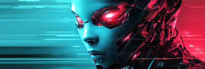 Poster - Innovative graphic layout showcasing futuristic robotic design with vibrant colors