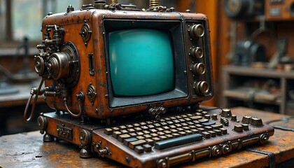 steampunk computer retro technology vintage desktop