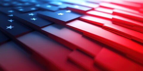 Poster - Abstract Renderings of American Flag Inspired Red White Blue Artwork