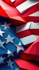 Poster - A stylized illustration featuring geometric shapes in patriotic colors