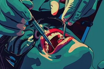 Aufkleber - Professional teeth cleaning procedure at the dentist with advanced techniques for optimal oral health Generative AI